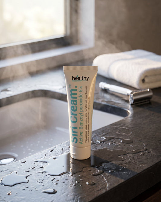 Siri Cream with 5% benzoyl peroxide, a razor bumps treatment cream for black skin (illustrative image)