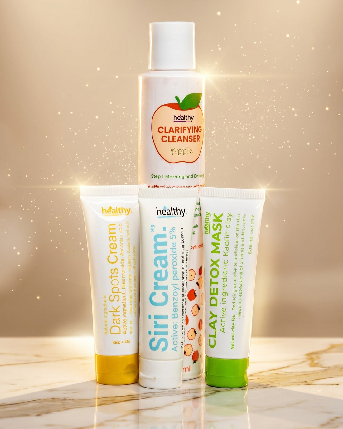 Salicylic acid cleanser and benzoyl peroxide cream (Clarifying Cleanser and Siri Cream) in the Pimple and Darkspot Starter Kit