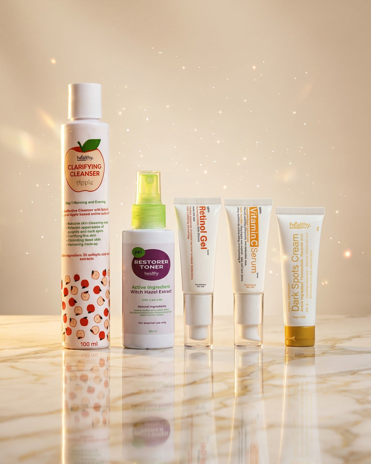 Dark Spot Kit: Clarifying Cleanser, pH Restorer Toner, Retinol Gel, Vitamin C Serum and Dark Spots Cream